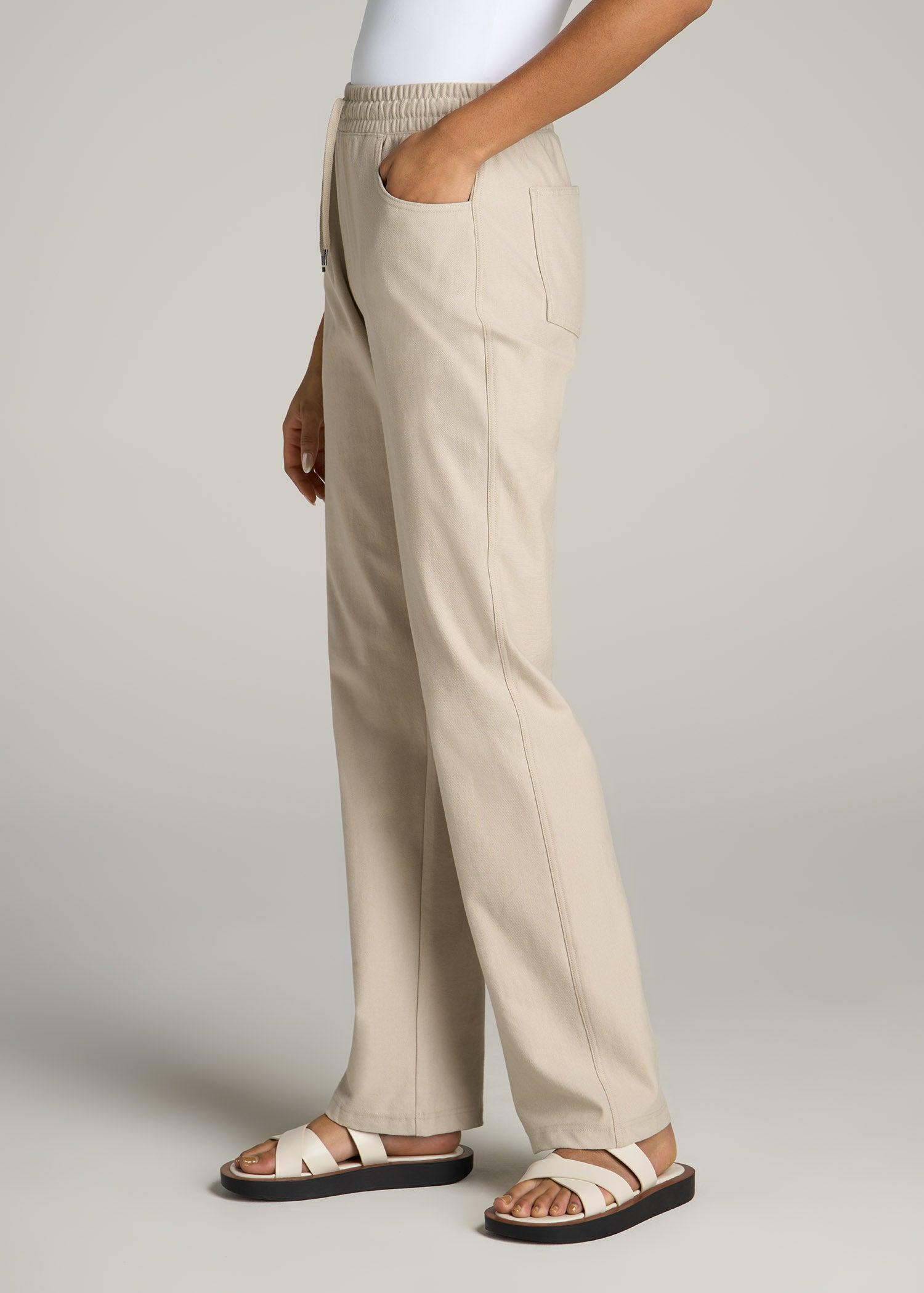 Pull-On Straight Leg Knit Pants for Tall Women in Bright Olive Product Image