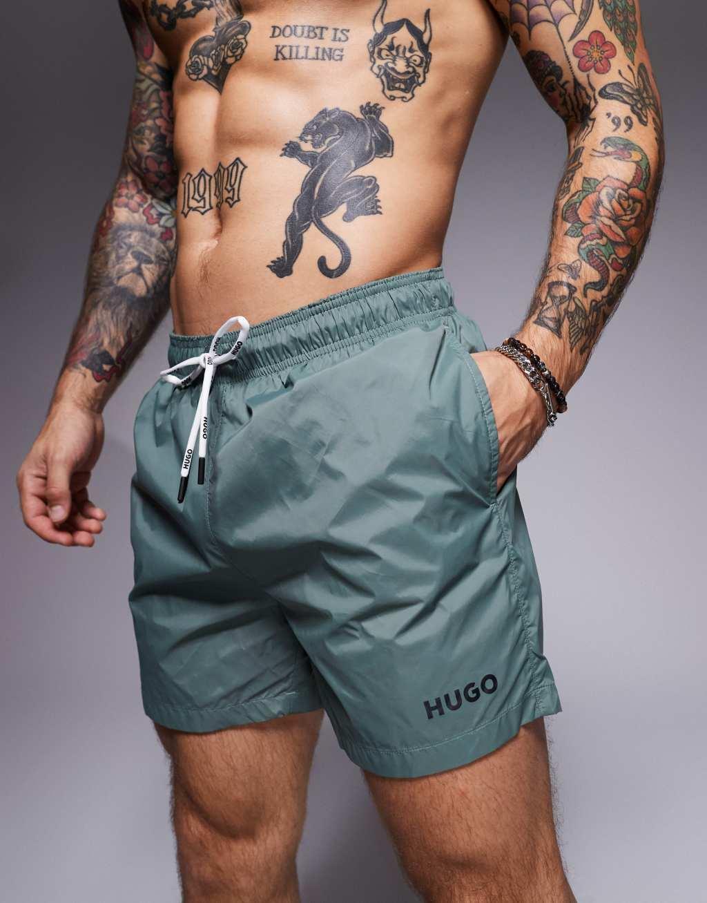 HUGO Haiti swim shorts in green Product Image