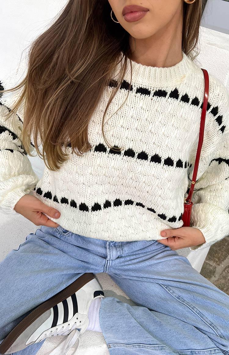 Holly White Heart Stripe Sweater Product Image