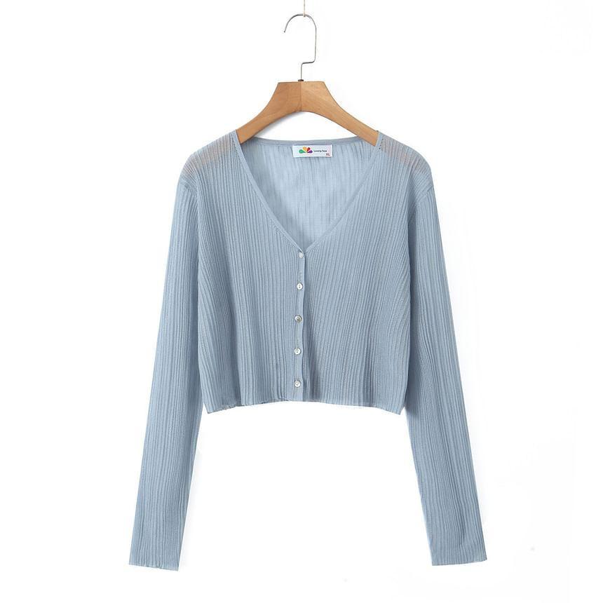 Plus Size Plain Button-Up Cardigan Product Image