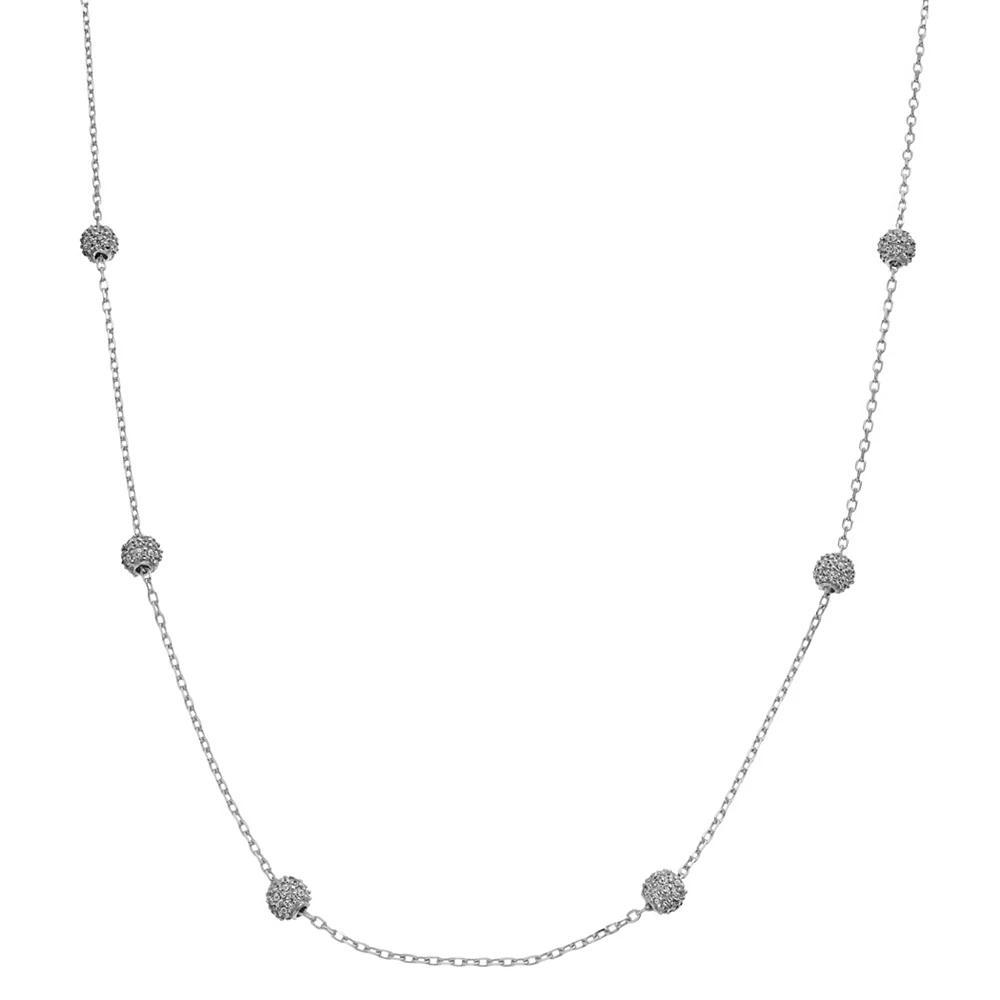 Rosabella Sterling Silver Cubic Zirconia Ball Station Necklace, Women's, Size: 18" Product Image