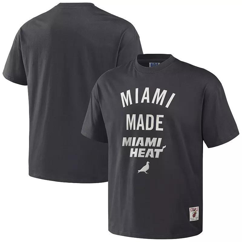 Mens NBA x Staple Anthracite Miami Heat Heavyweight Oversized T-Shirt Product Image