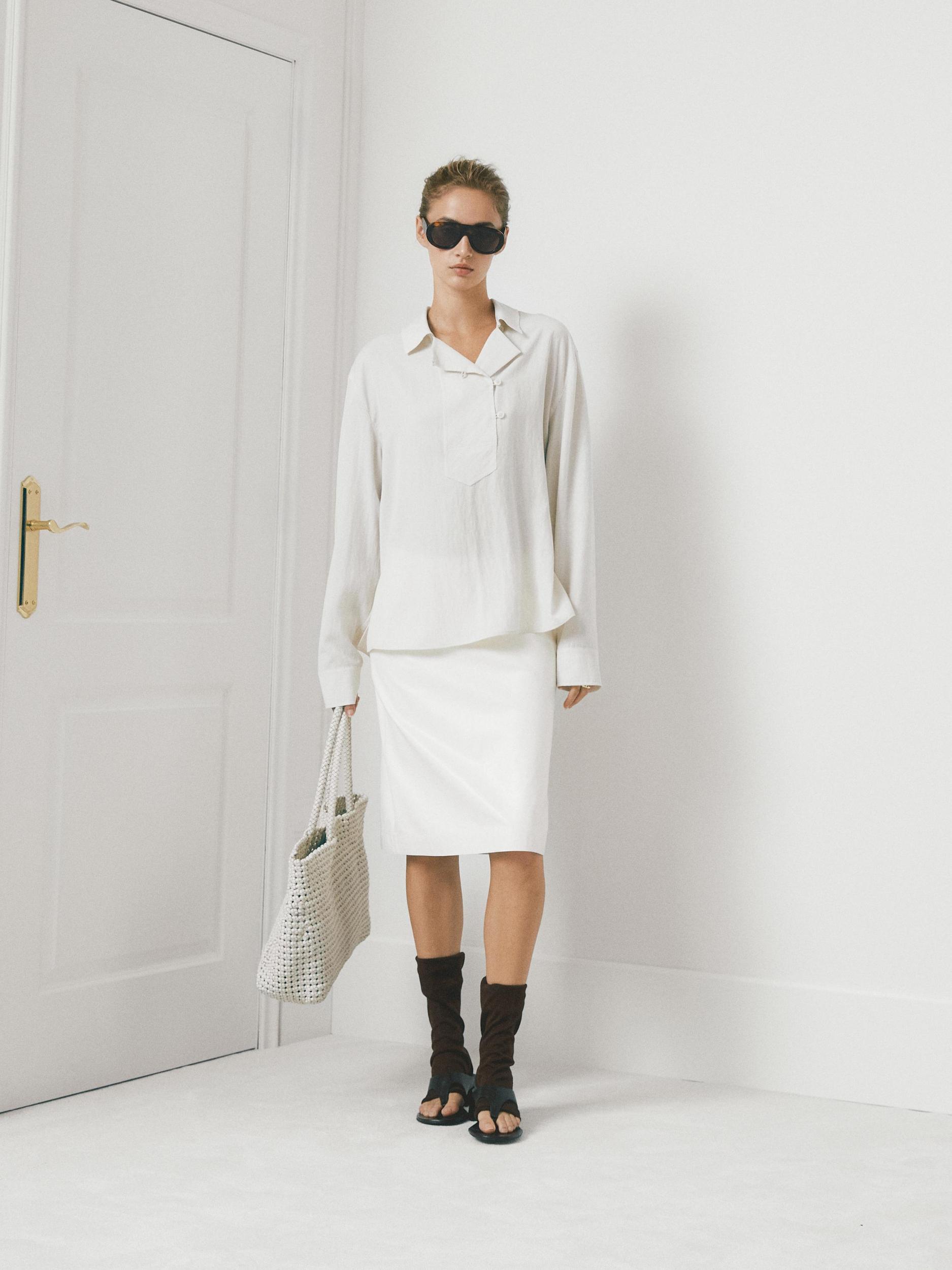 Nappa leather midi skirt Product Image