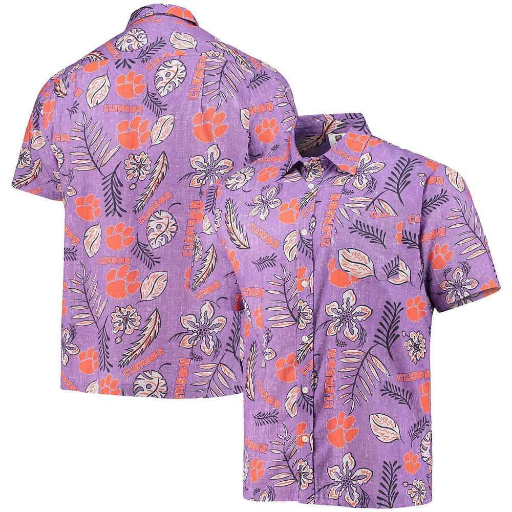 Men's Wes & Willy Purple Clemson Tigers Vintage Floral Button-Up Shirt, Size: 2XL Product Image
