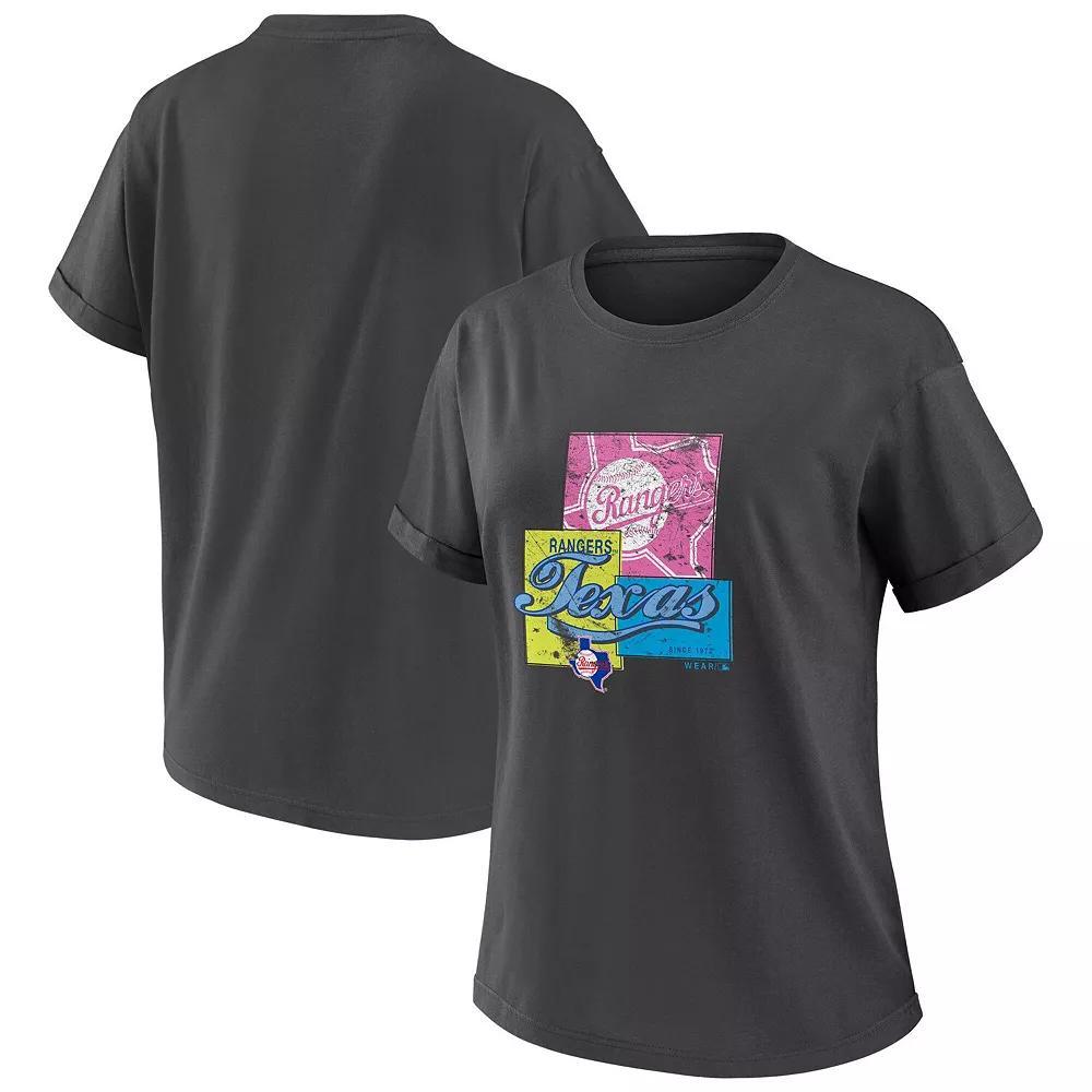 Women's WEAR by Erin Andrews Charcoal Philadelphia Phillies Domestic Box Color Boyfriend T-Shirt, Size: XS Product Image