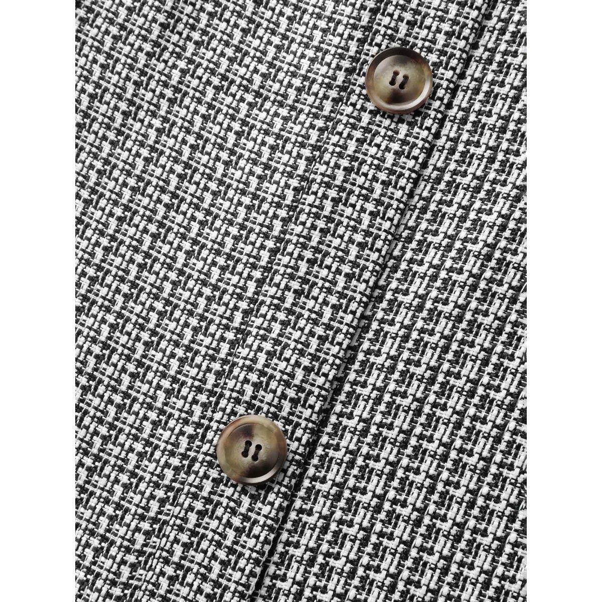 Plus Size Houndstooth Button Detail Pockets Knee Dress Black Women Overlap Collar Sleeveless Curvy BloomChic 14-16/1X Product Image