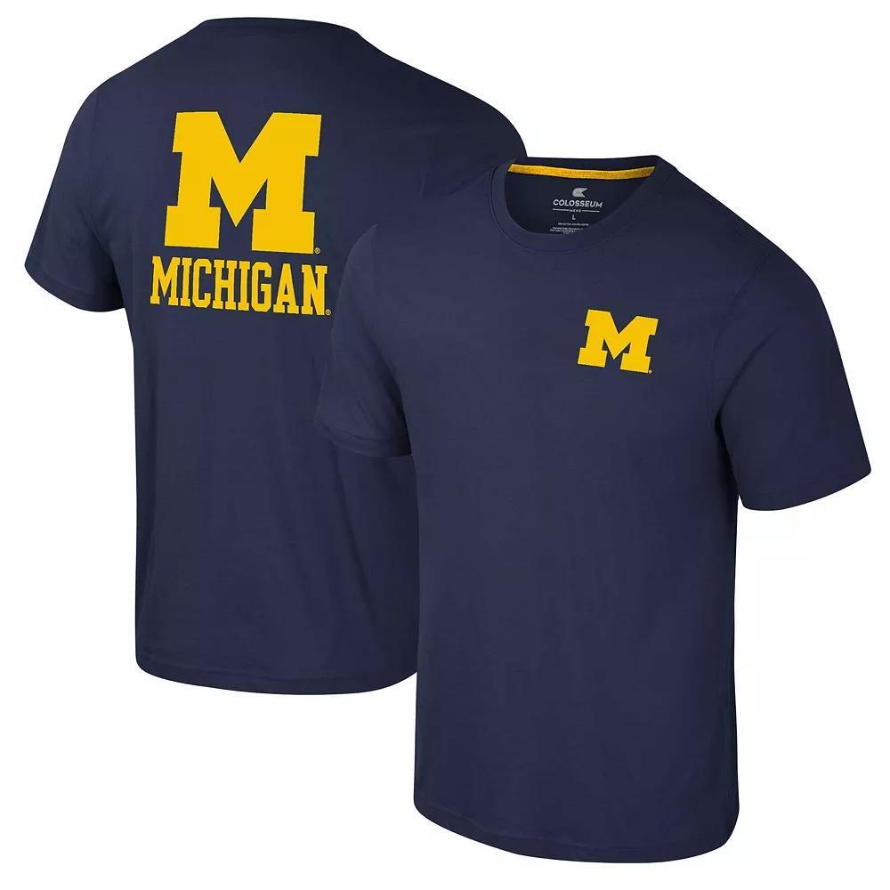 Men's Colosseum Navy Michigan Wolverines Logo Lockup 2-Hit Active Blend T-Shirt, Size: Large, Blue Product Image