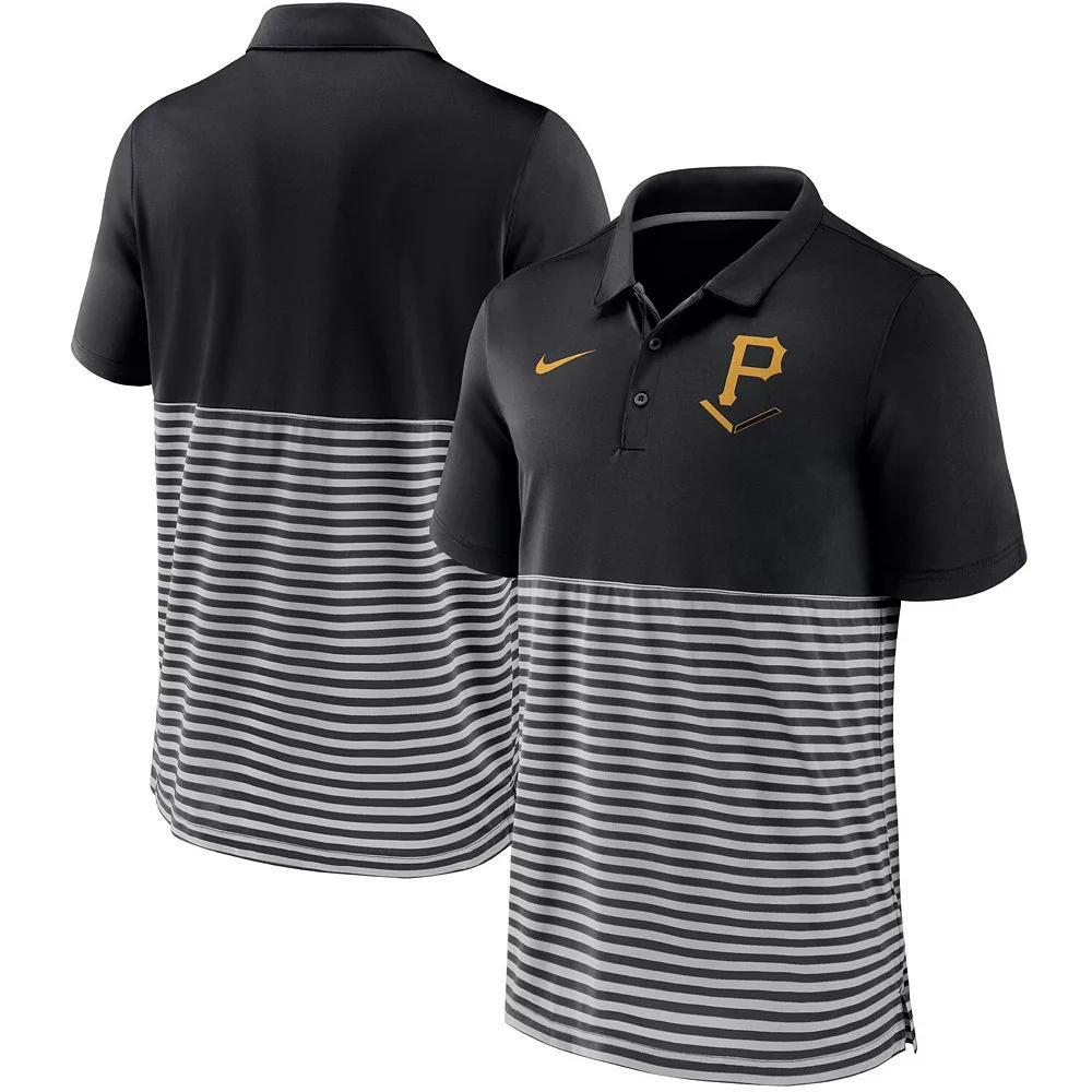 Men's Nike Black/Gray Pittsburgh Pirates Home Plate Striped Polo, Size: XL Product Image