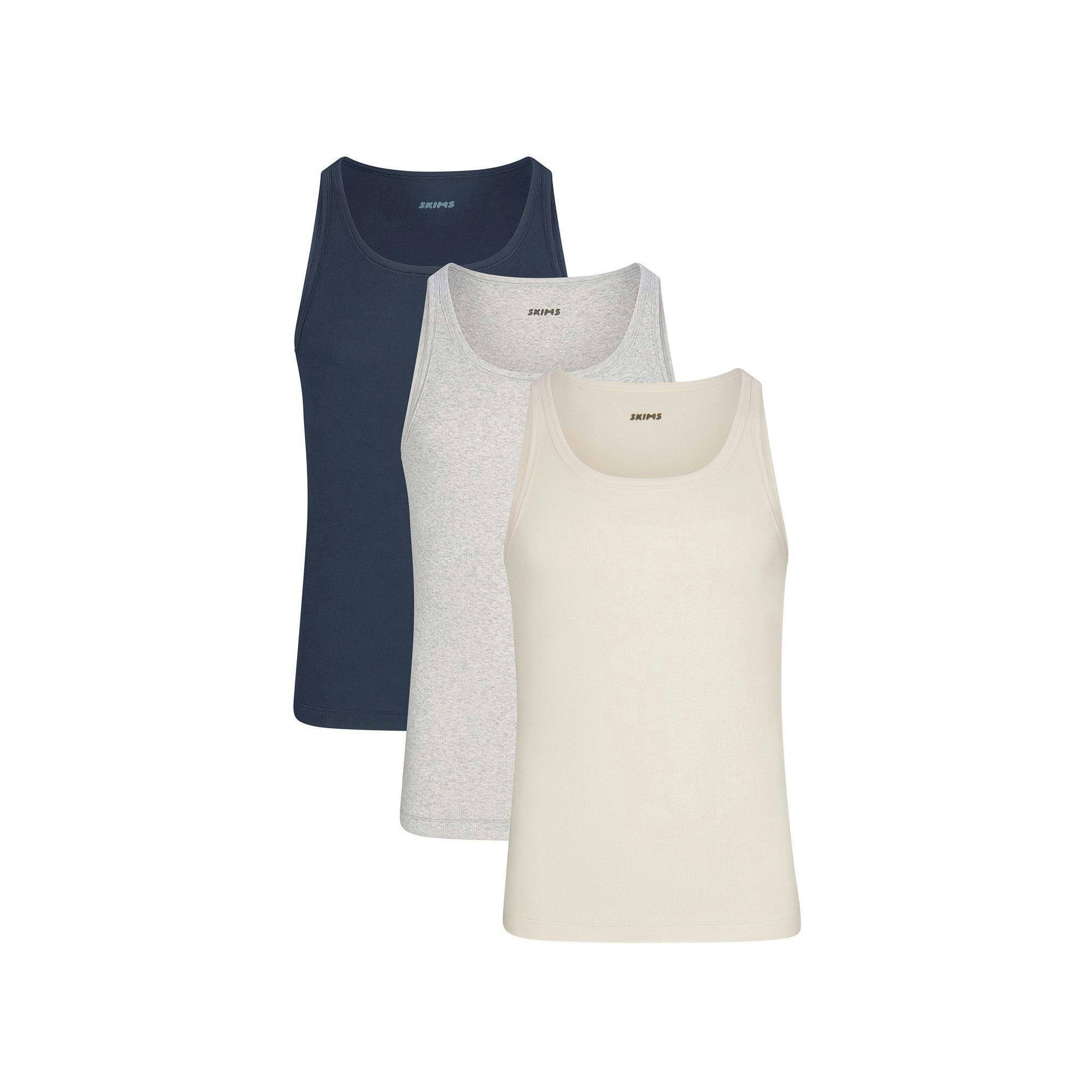 SKIMS COTTON MENS RIB TANK 3-PACK | ECRU MULTI Product Image