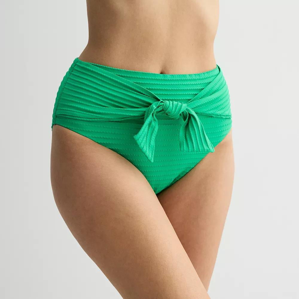 Women's Freshwater Bow Tie High Waist Swim Bottoms, Size: XXL, Green Product Image