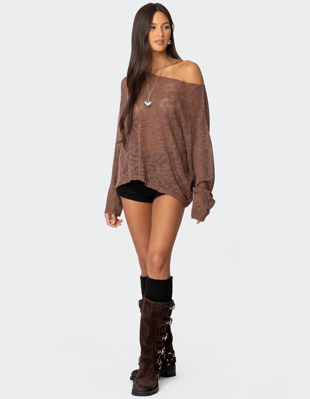 EDIKTED Bri Oversized Boat Neck Sweater Product Image