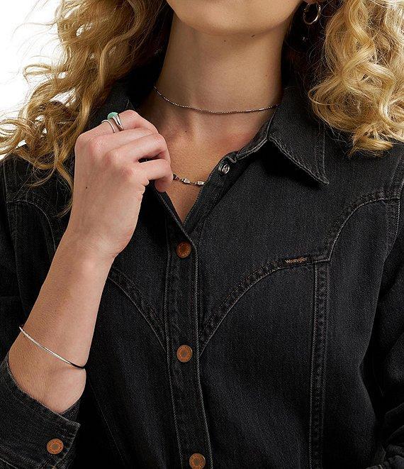 Wrangler® Western Style Long Sleeve Denim Dress Product Image