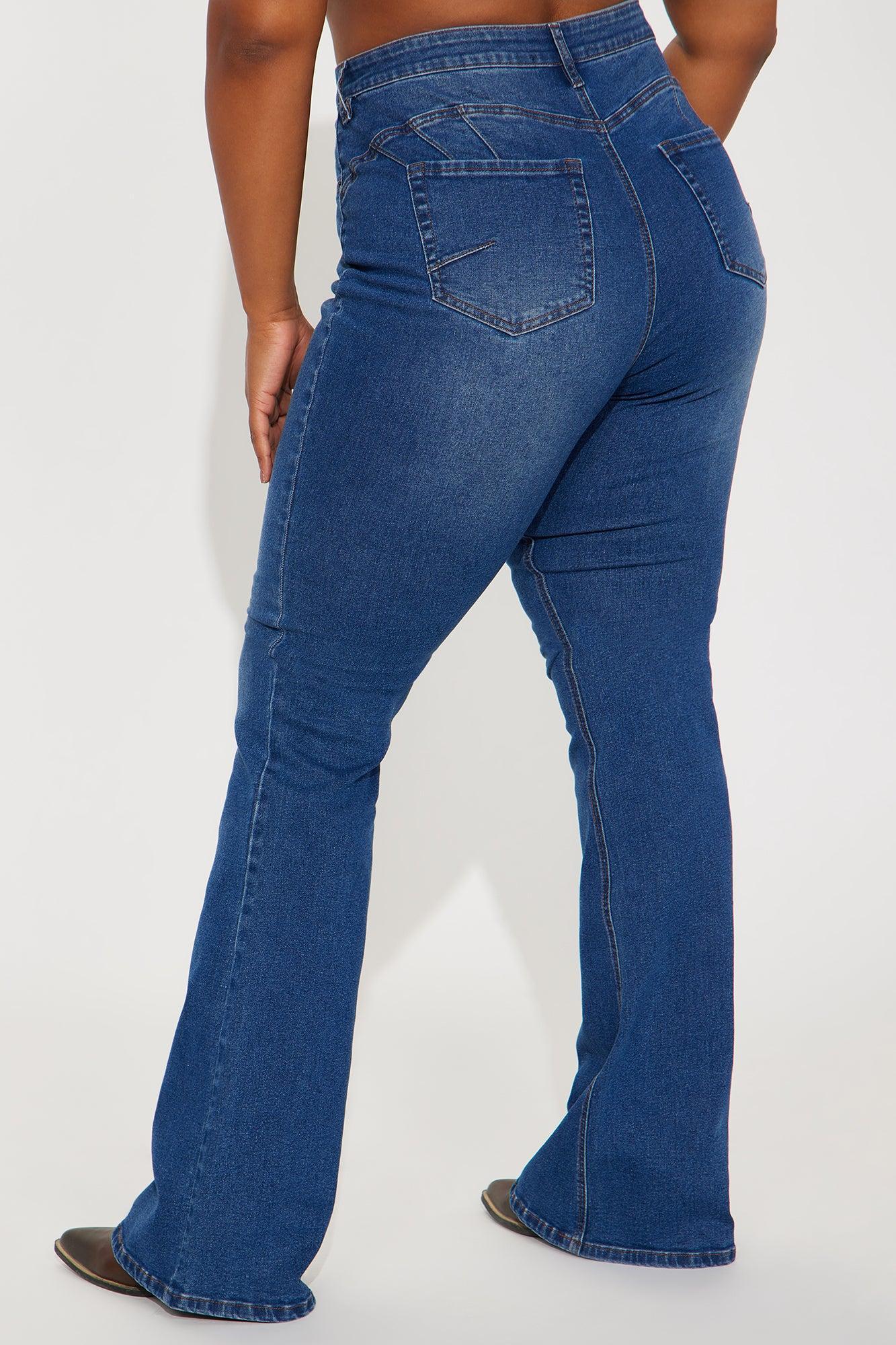 Tall Audrey Booty Lifting Stretch Flare Jeans - Dark Wash Product Image