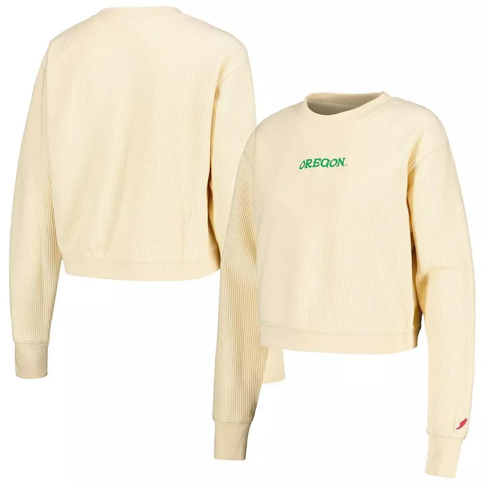 Women's League Collegiate Wear Cream Oregon Ducks Timber Cropped Pullover Sweatshirt, Size: XL, Beige Product Image