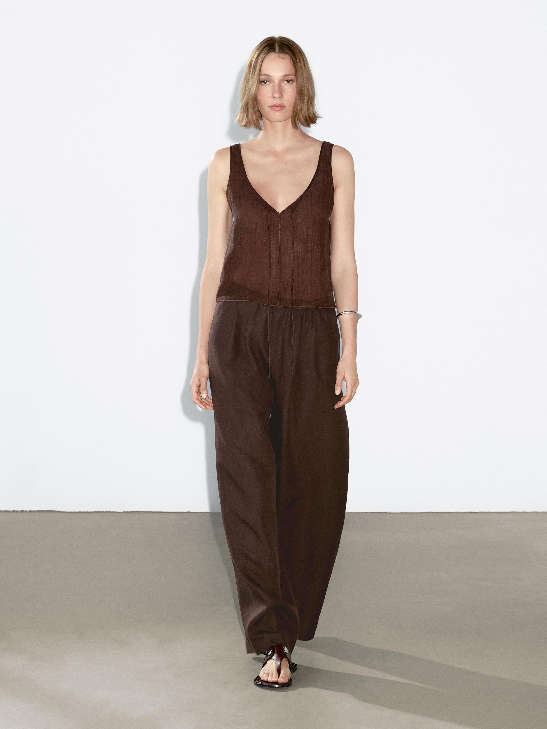 Flowing 100% linen trousers Product Image