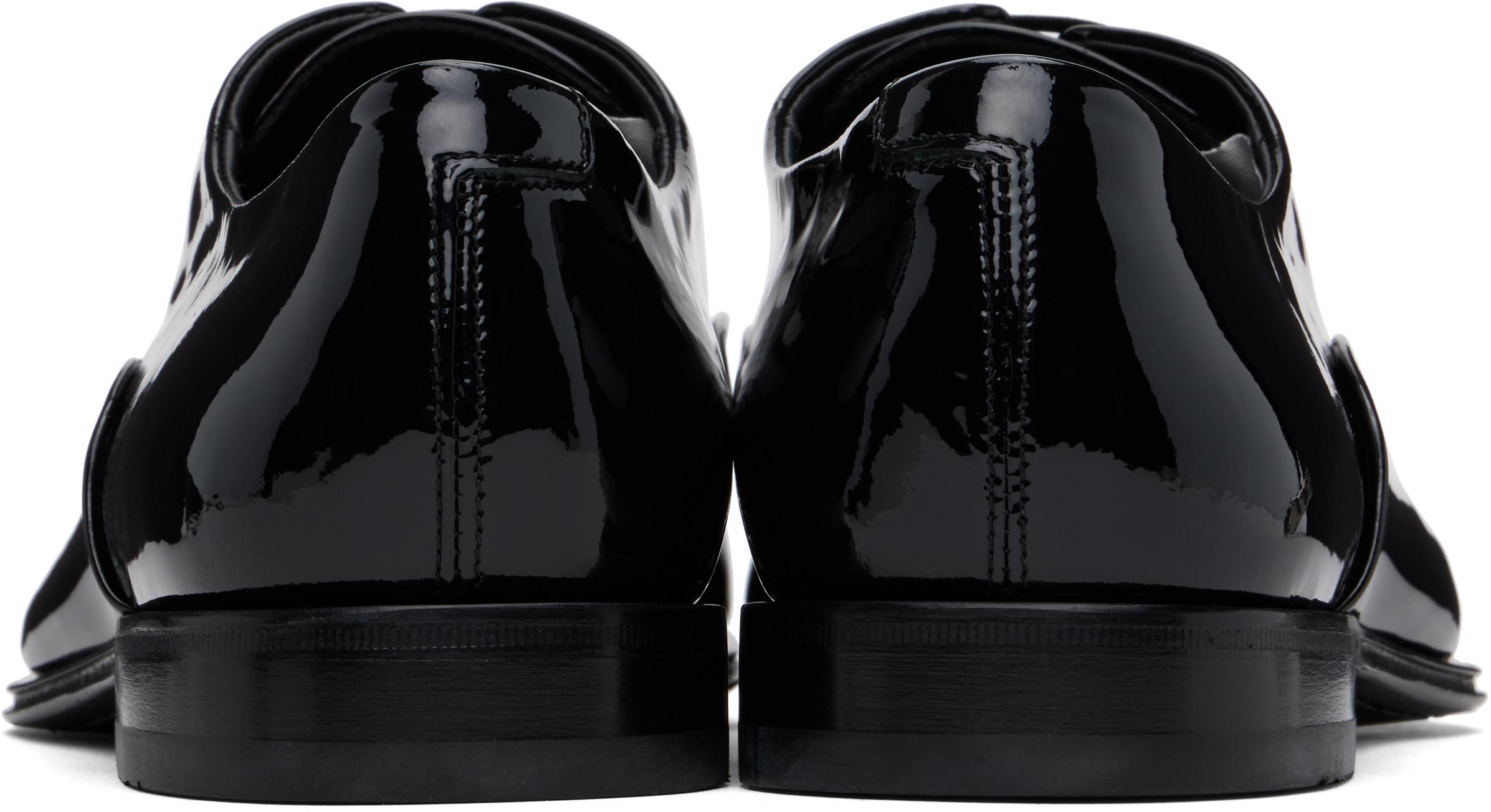 FERRAGAMO Black Wave Oxfords In Nero Product Image