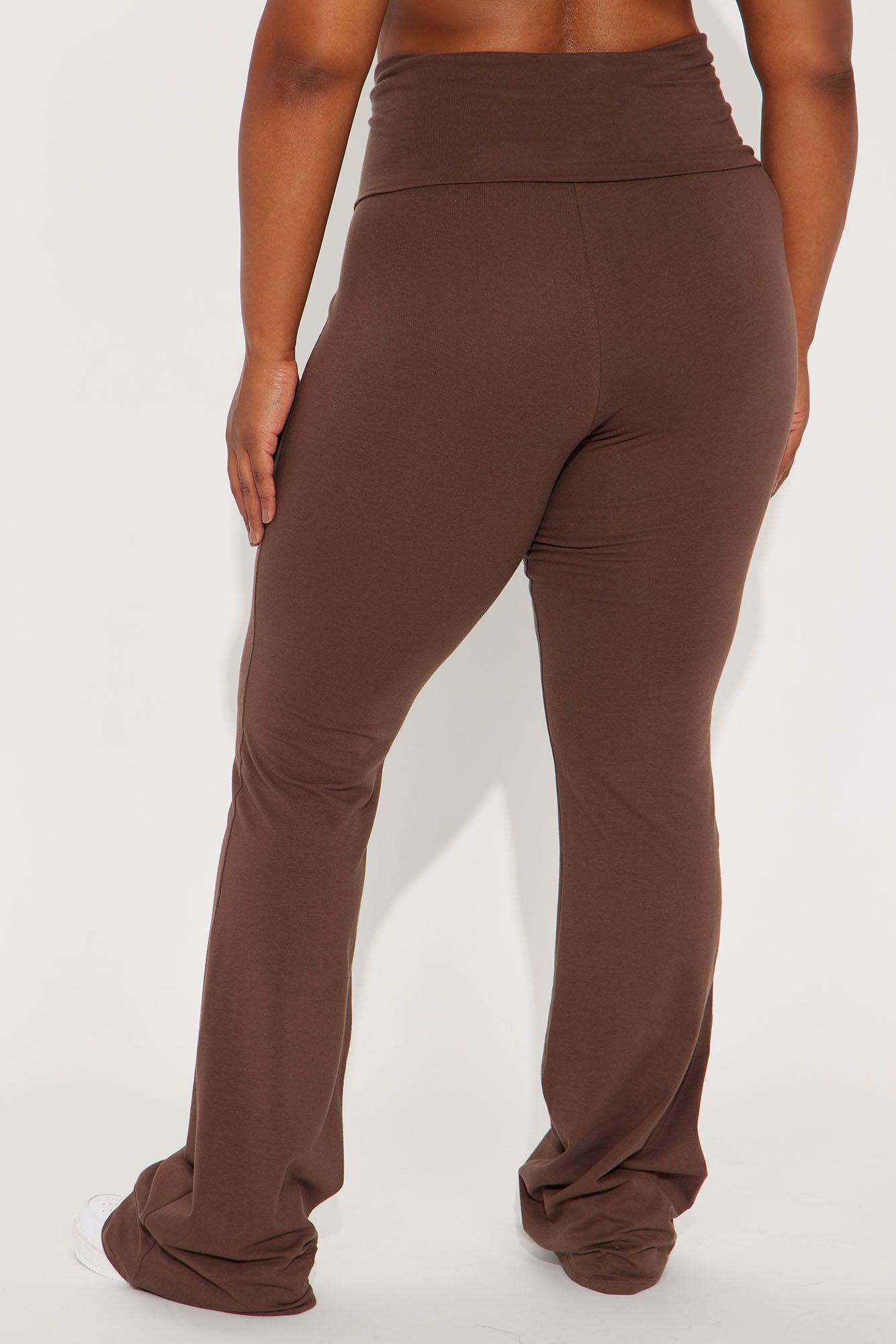 Tall Adriana Foldover Flare Pant - Chocolate Product Image