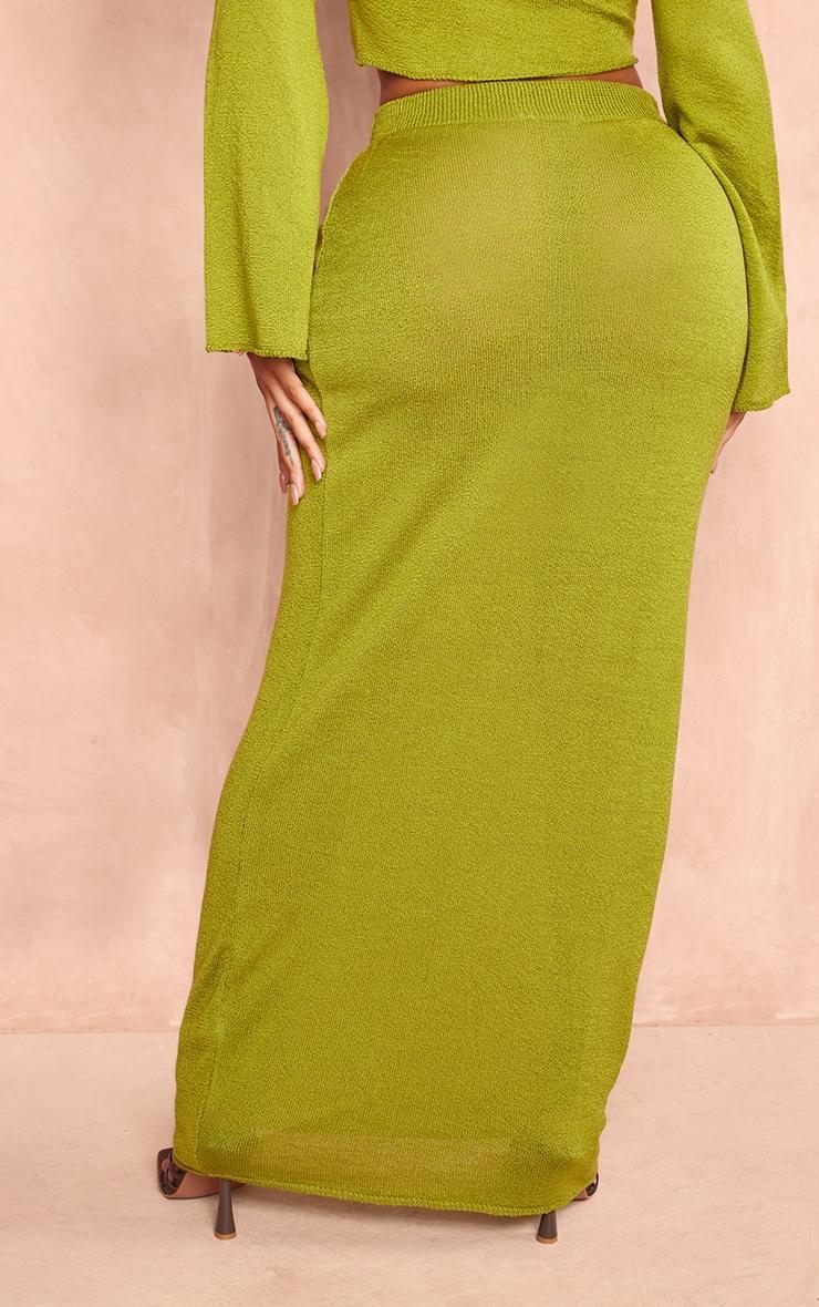 Shape Olive Knit Low Rise Maxi Skirt Product Image