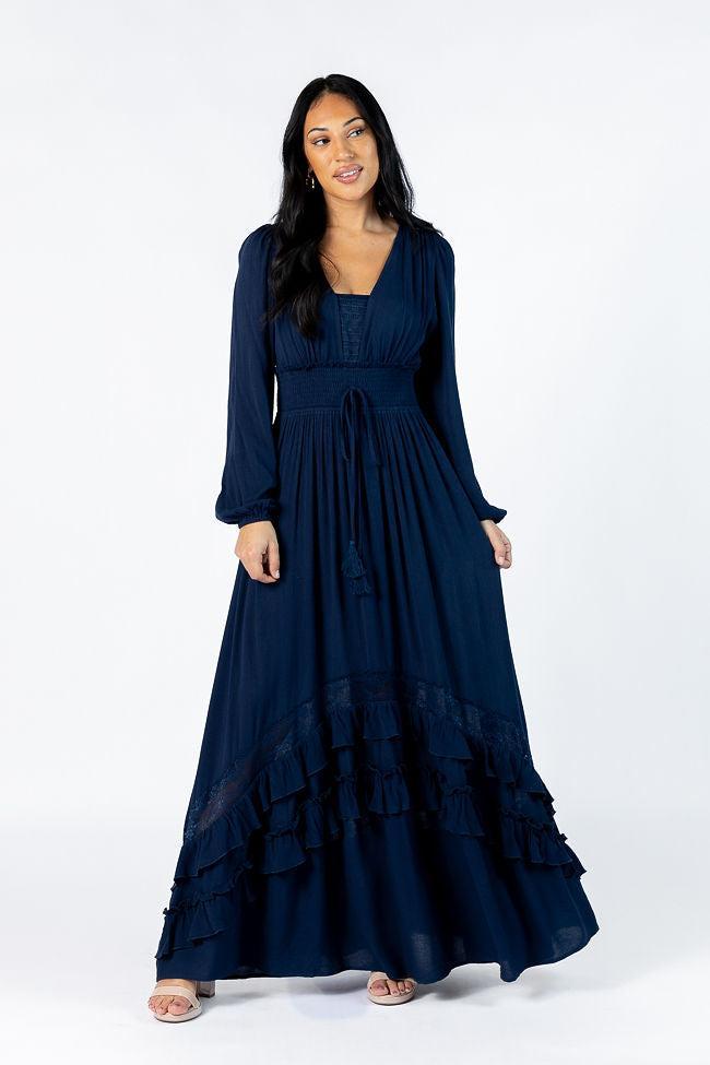 Lucky To Have You Navy Maxi Dress SALE Product Image