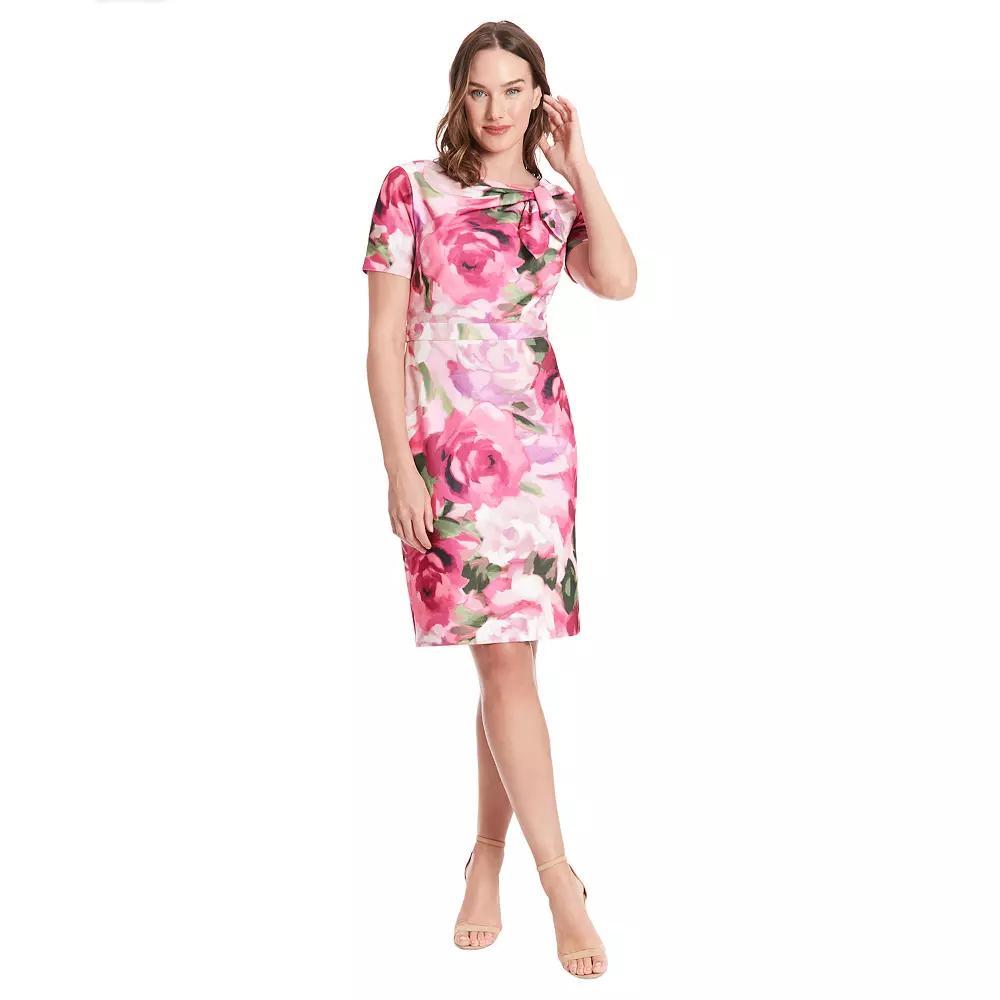 Womens London Times Side Tie-Neck Sheath Mini Dress Product Image