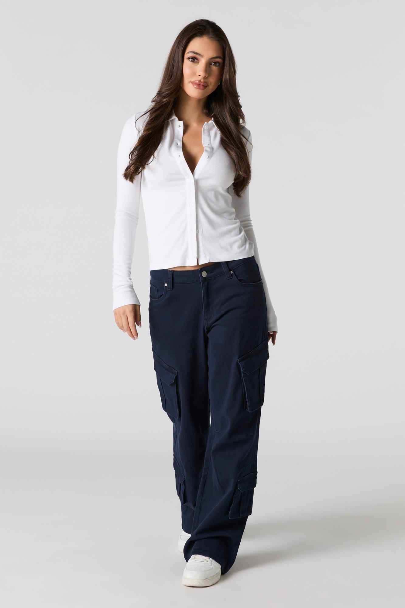 Stretch Denim Straight Leg Cargo Jean Female Product Image