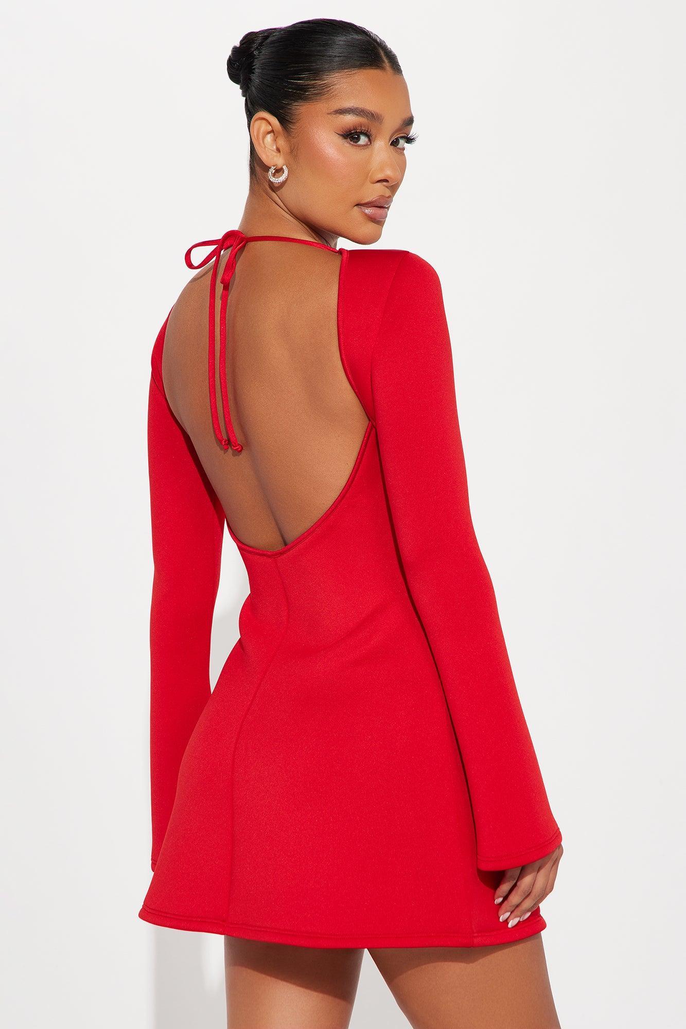 Elodie Bell Sleeve Mini Dress - Red Product Image