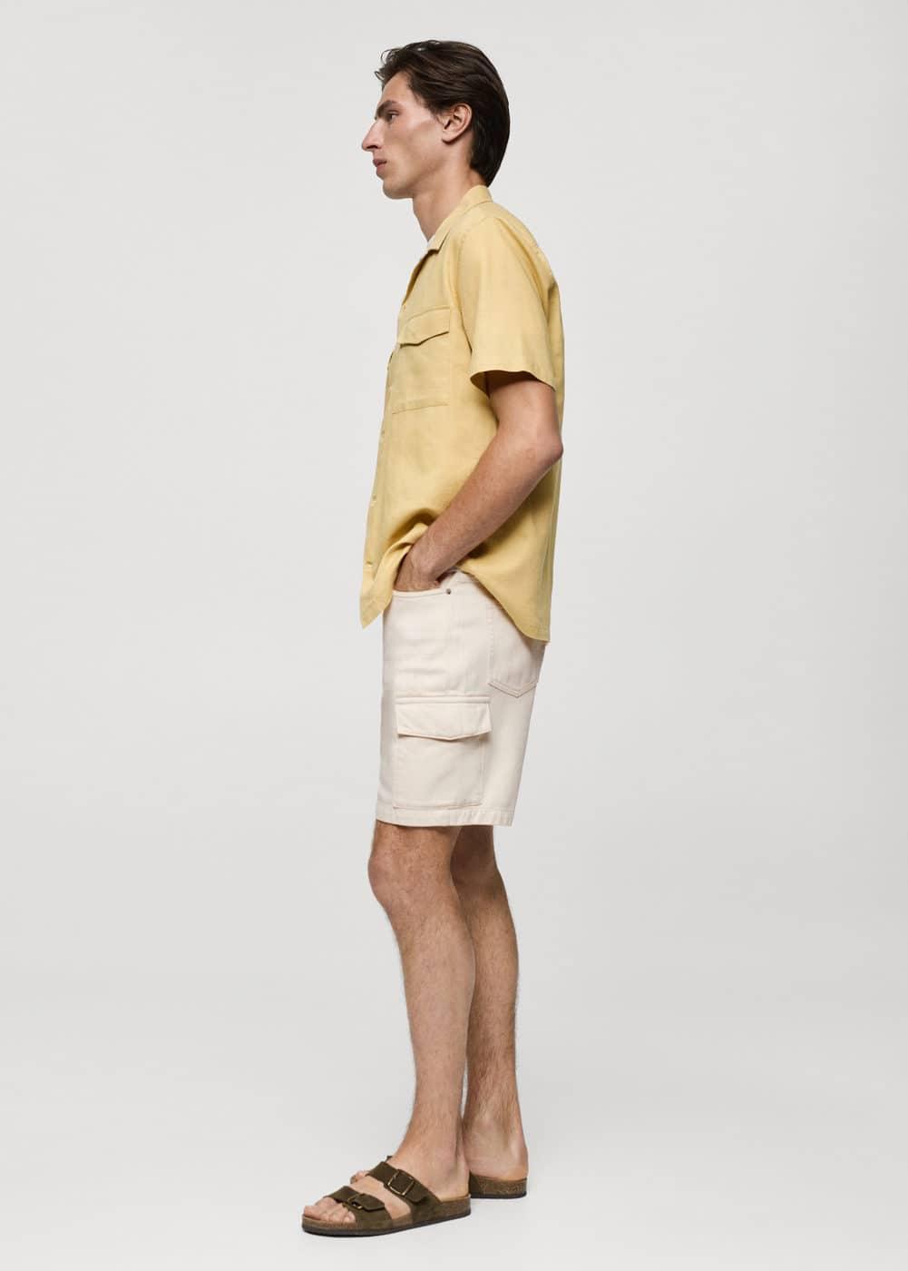 Denim cotton cargo shorts - Men | MANGO USA Product Image