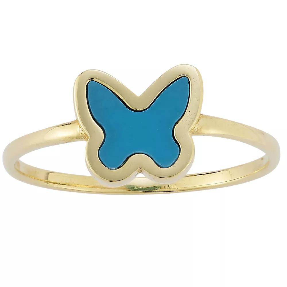 LUMINOR GOLD 14k Gold Turquoise Butterfly Ring, Women's, Size: 6 Product Image