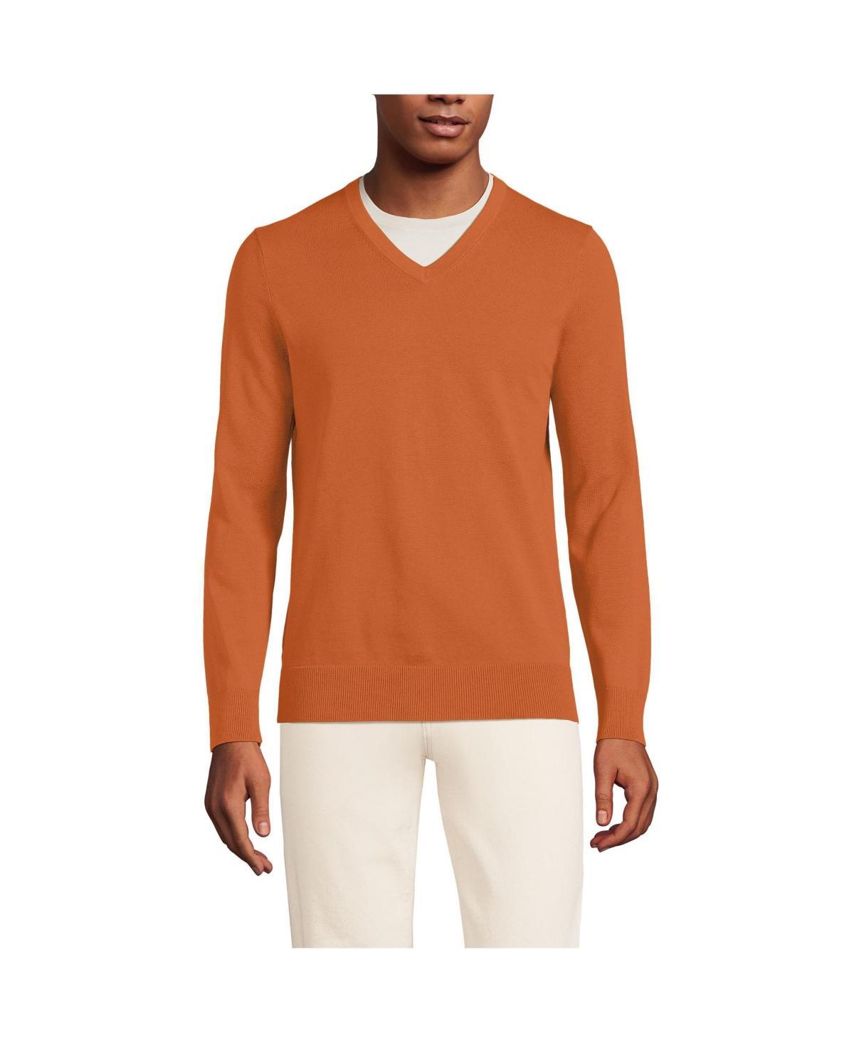 Men's Lands' End Fine Gauge Cotton V-Neck Sweater, Size: Small, Radiant Blue Product Image