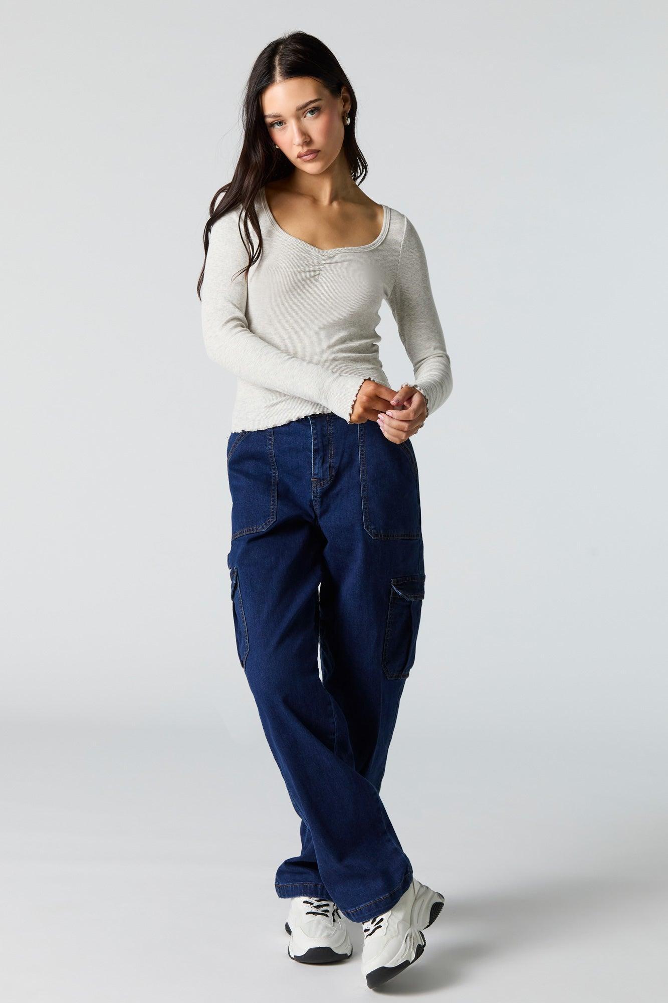 Ribbed Cinched Long Sleeve Top Female Product Image