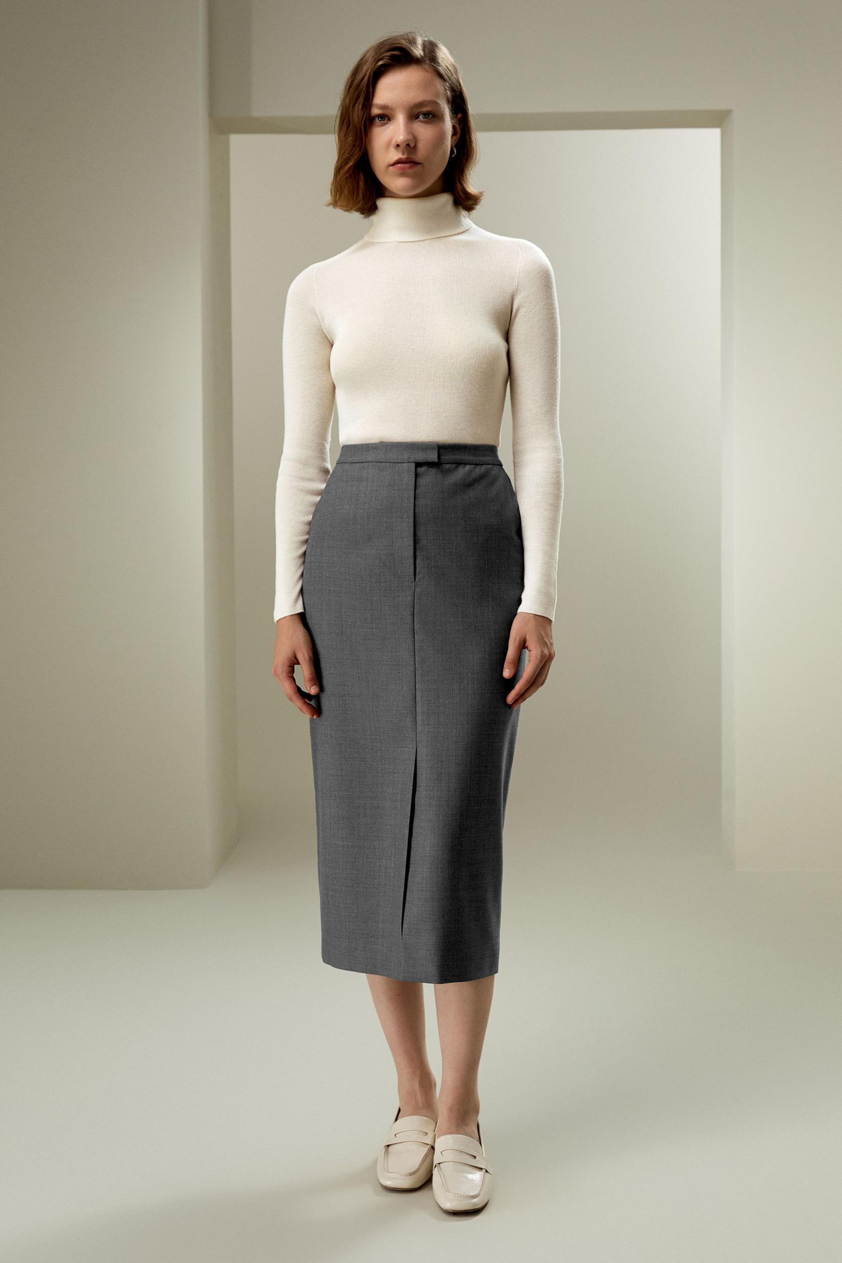Modern Beauty Silk Wool Pencil Skirt Product Image