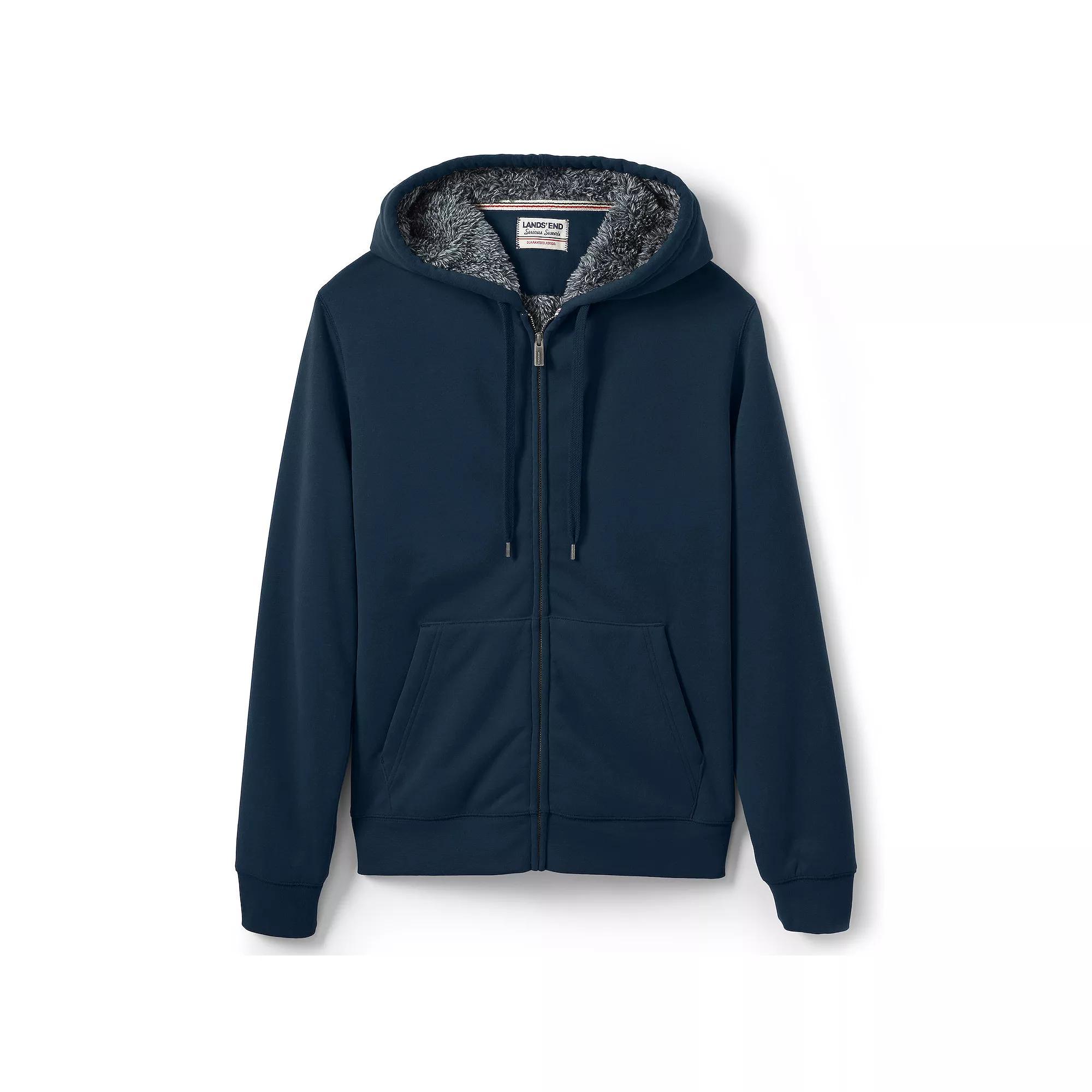 Men's Lands' End Serious Sweats Full-Zip Sherpa Hoodie, Size: Small, Radiant Blue Product Image