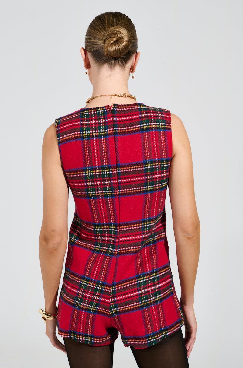 BEST DRESSED PLAID MINI DRESS IN RED Product Image