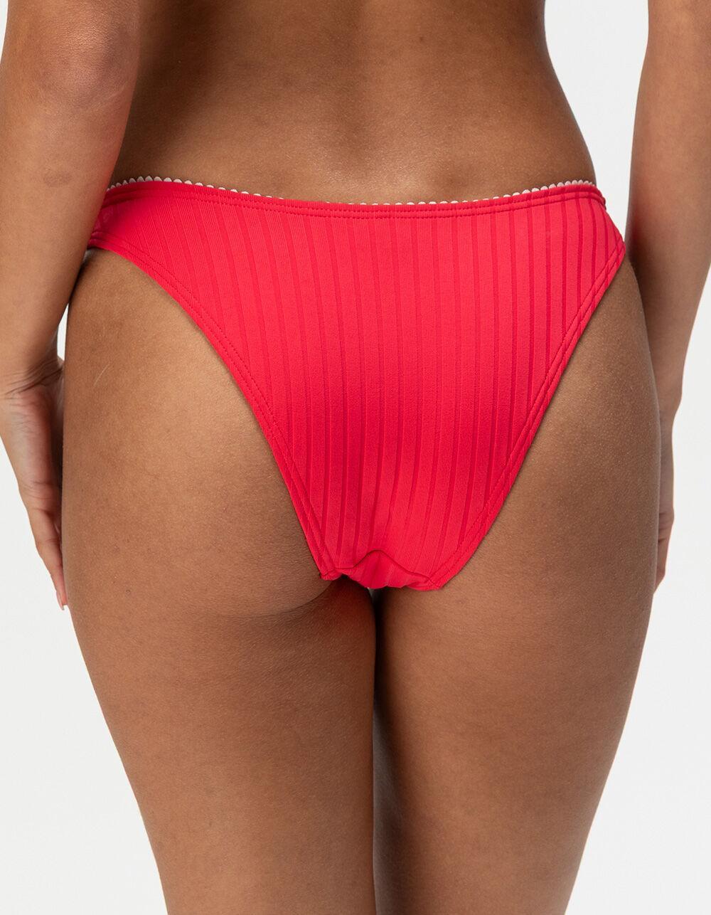 FULL TILT Texture High Leg Cheekier Bikini Bottoms - RED Product Image