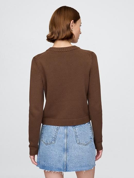 100% Cotton Crewneck Cardigan Product Image