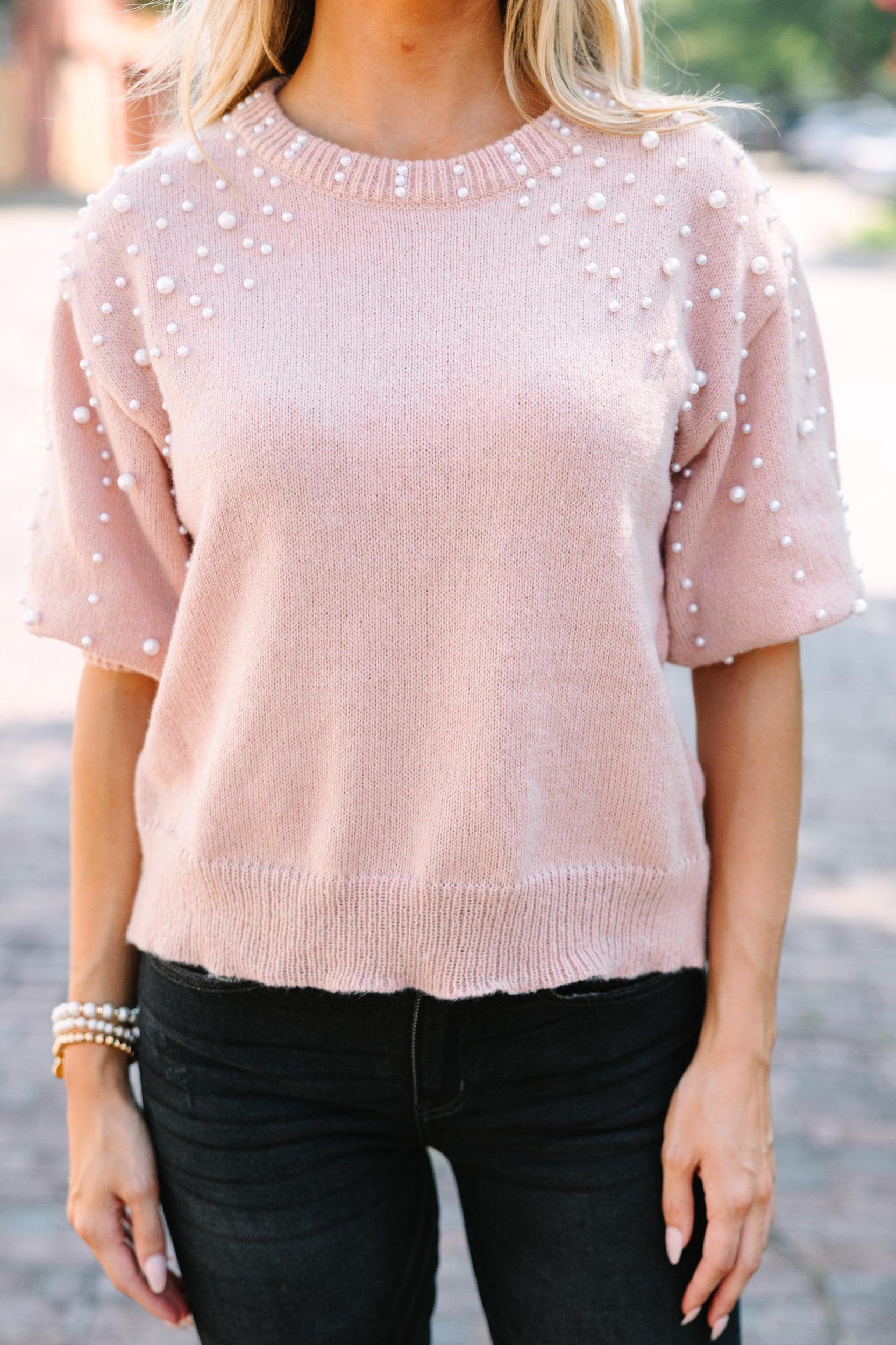 Long Story Oatmeal Brown Embellished Sweater Female Product Image