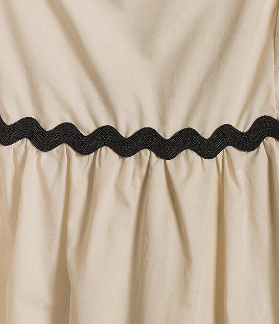 Skies Are Blue Woven Poplin Square Neck Ric Rac Trim Sleeveless Tiered Maxi Dress Product Image