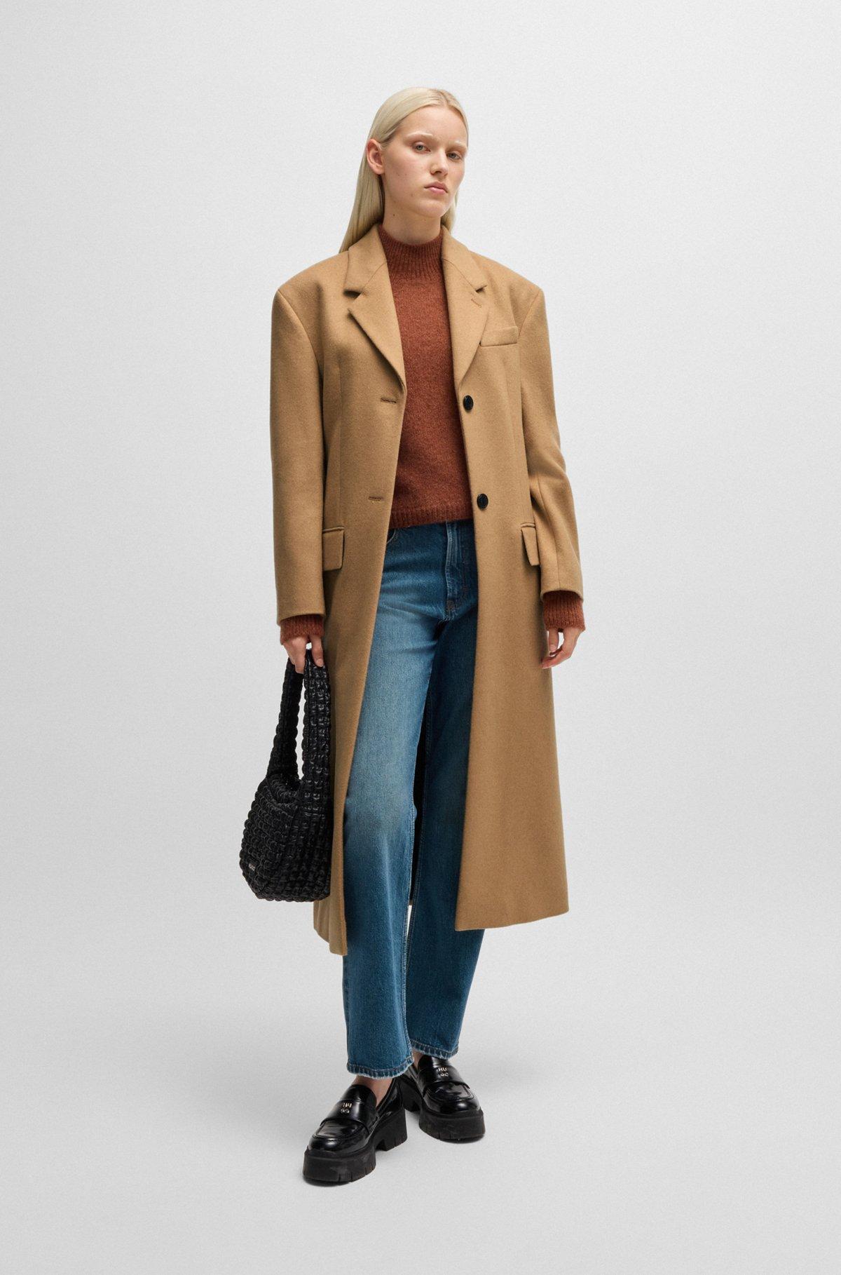 Oversize-fit coat with signature lining in wool Product Image