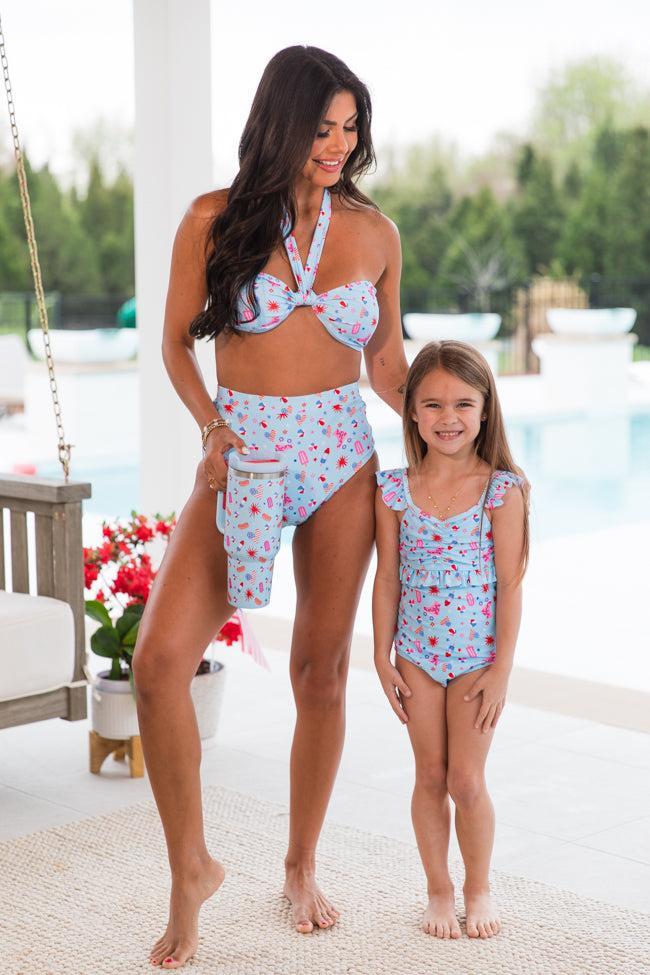 Kid's Beach Vibes Only In Firecracker Fabulous One Piece Swimsuit FINAL SALE Product Image