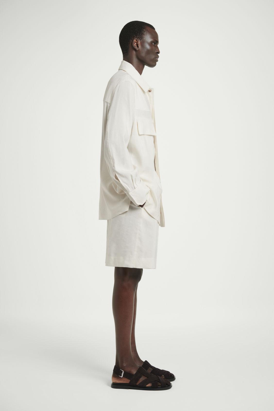 LINEN-BLEND UTILITY OVERSHIRT Product Image