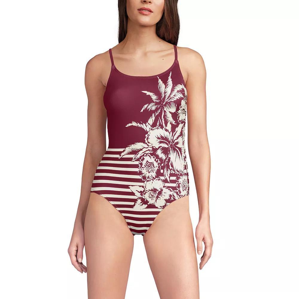 Women's Lands' End Thin Strap One-Piece Swimsuit, Size: 14, Mint Orange Ombre Product Image