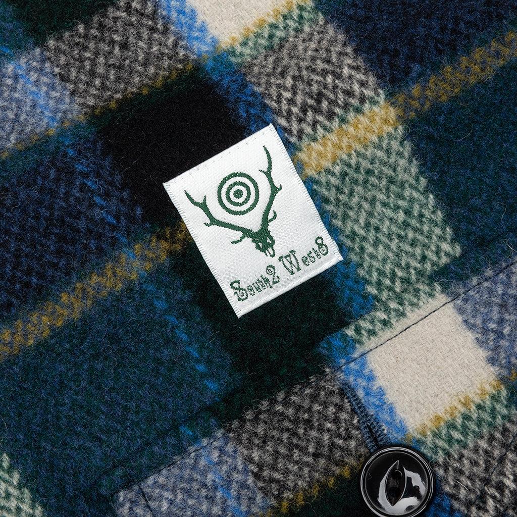 Smokey Wool Melton Plaid Shirt - Green Male Product Image