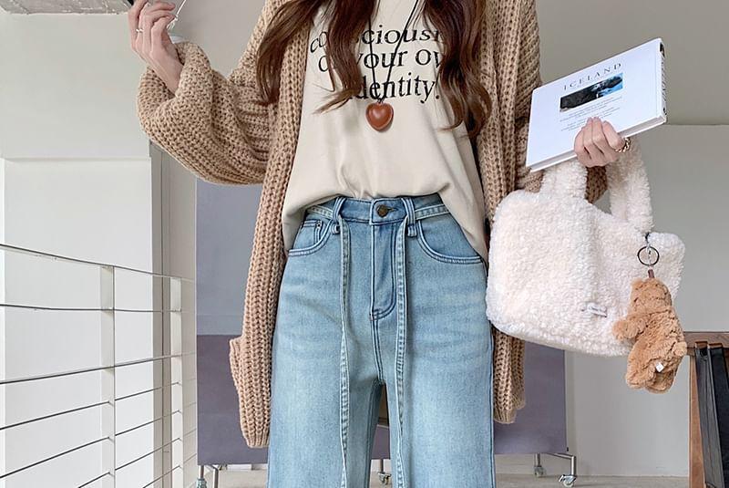 High Waist Washed Wide Leg Jeans Product Image