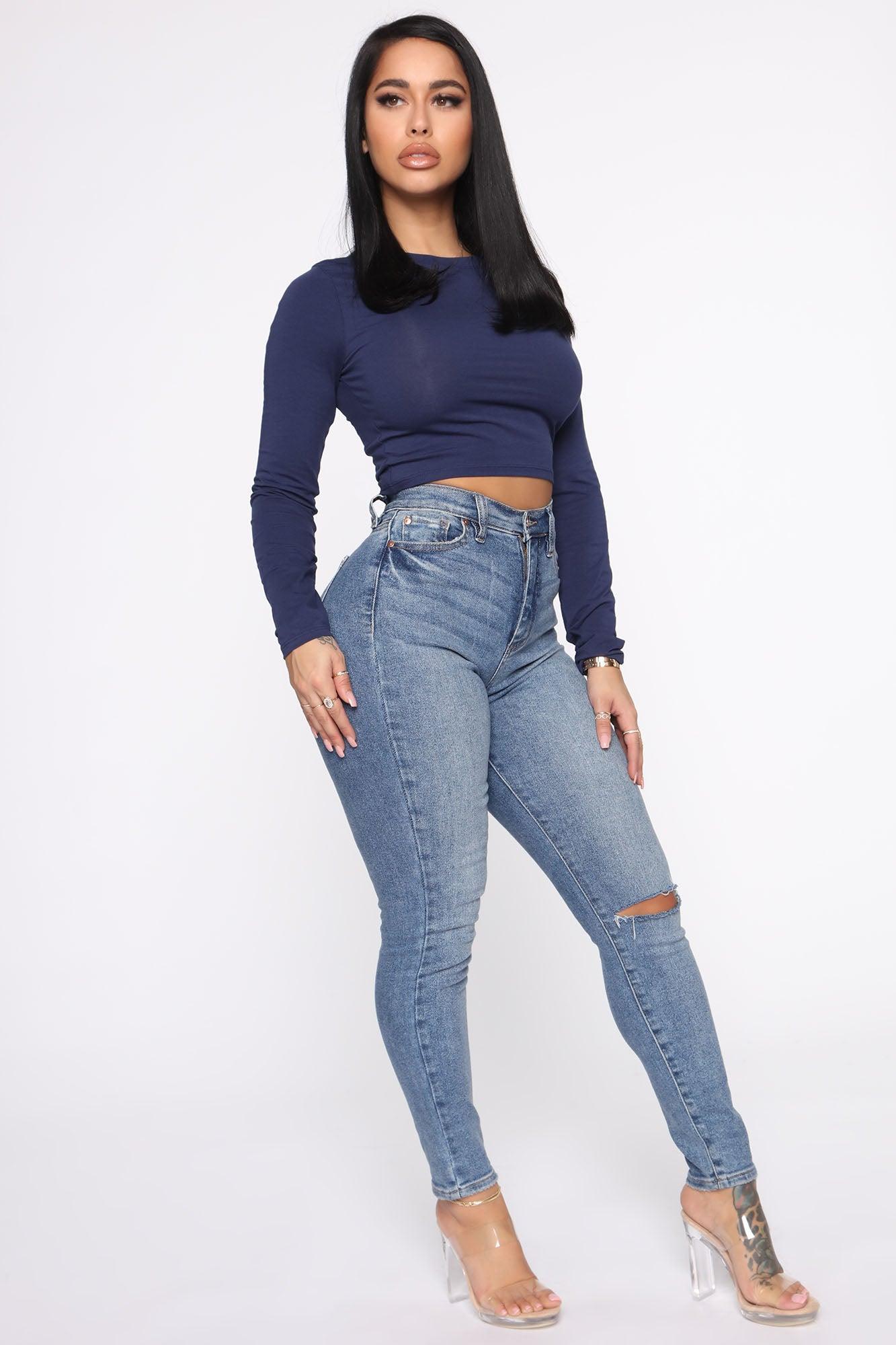 Robin Long Sleeve Top - Navy Product Image