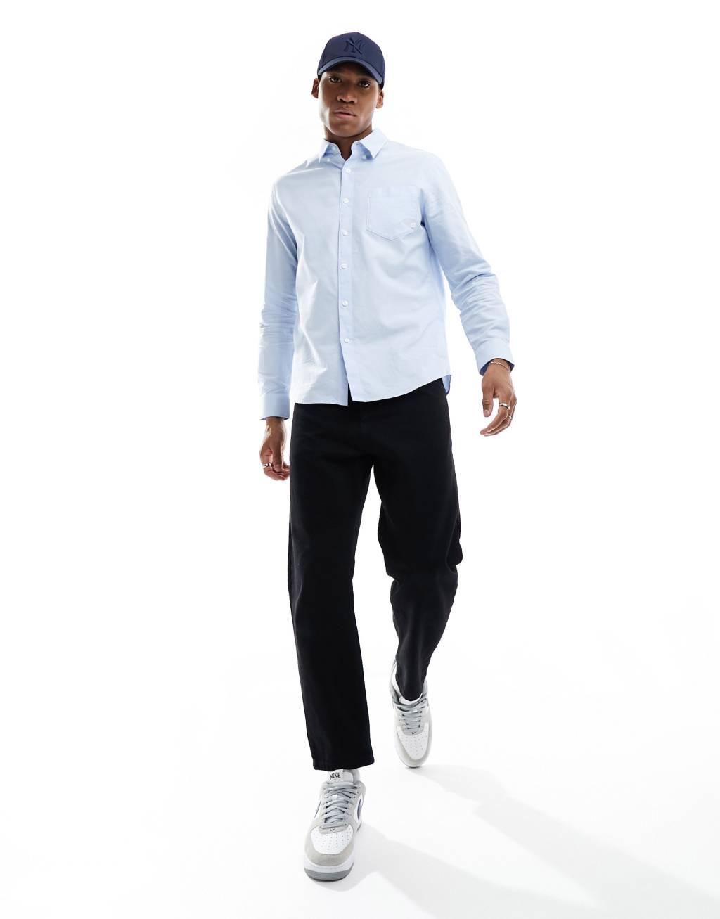 Farah Brewer slim fit relaxed shirt in blue  Product Image