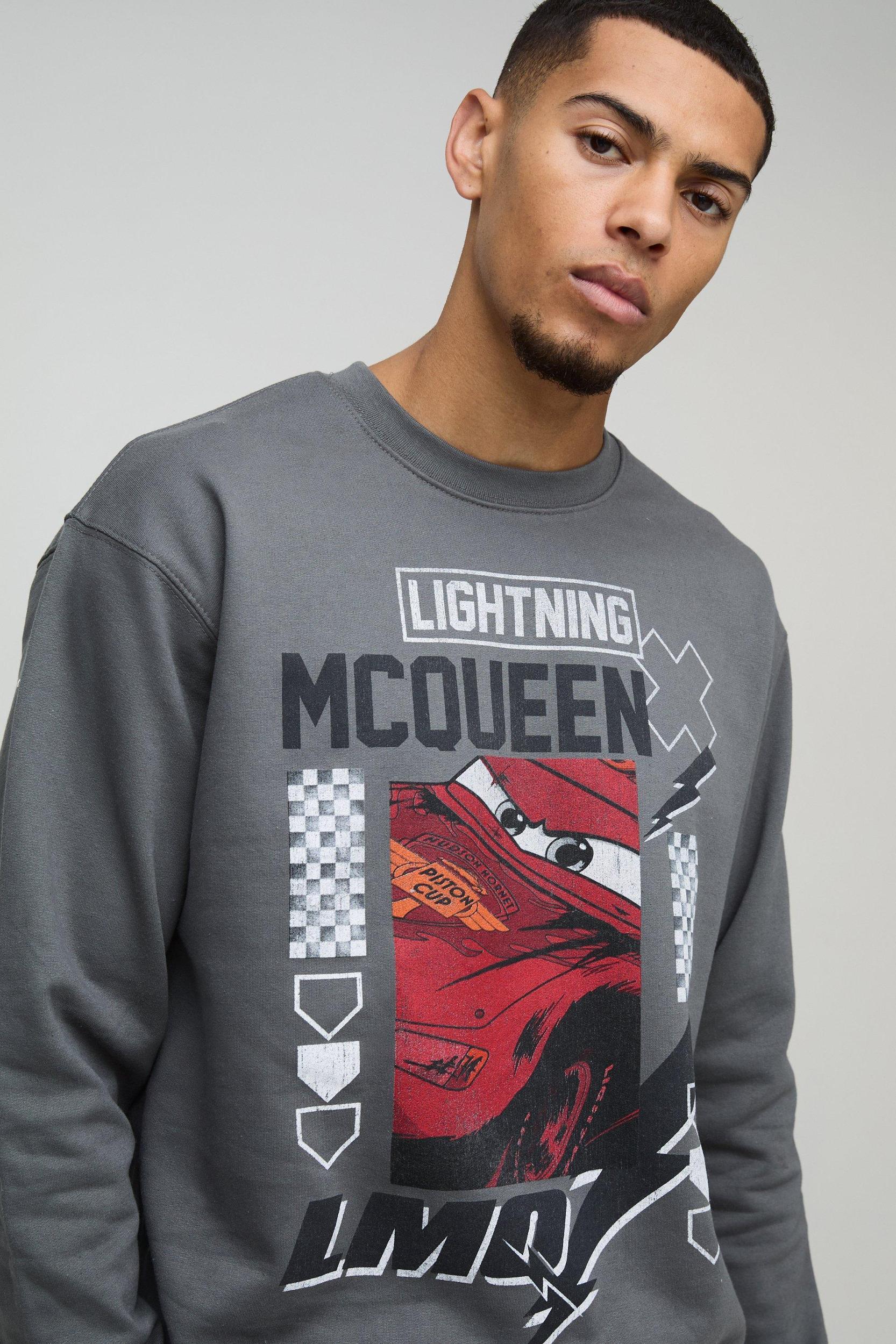 Oversized Pixar Cars License Print Sweatshirt | boohooMAN USA Product Image