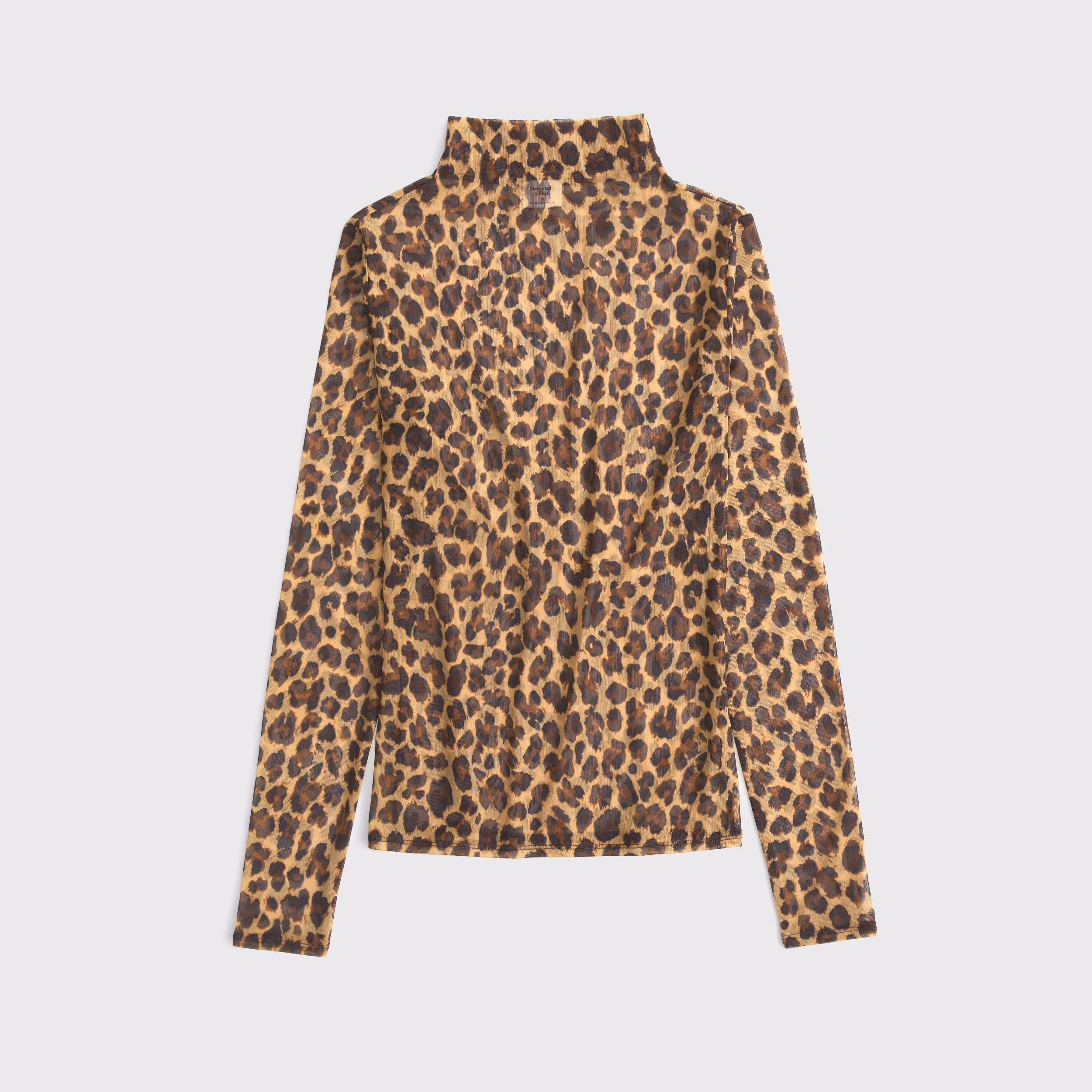 Long-Sleeve Mesh Mockneck Top Product Image
