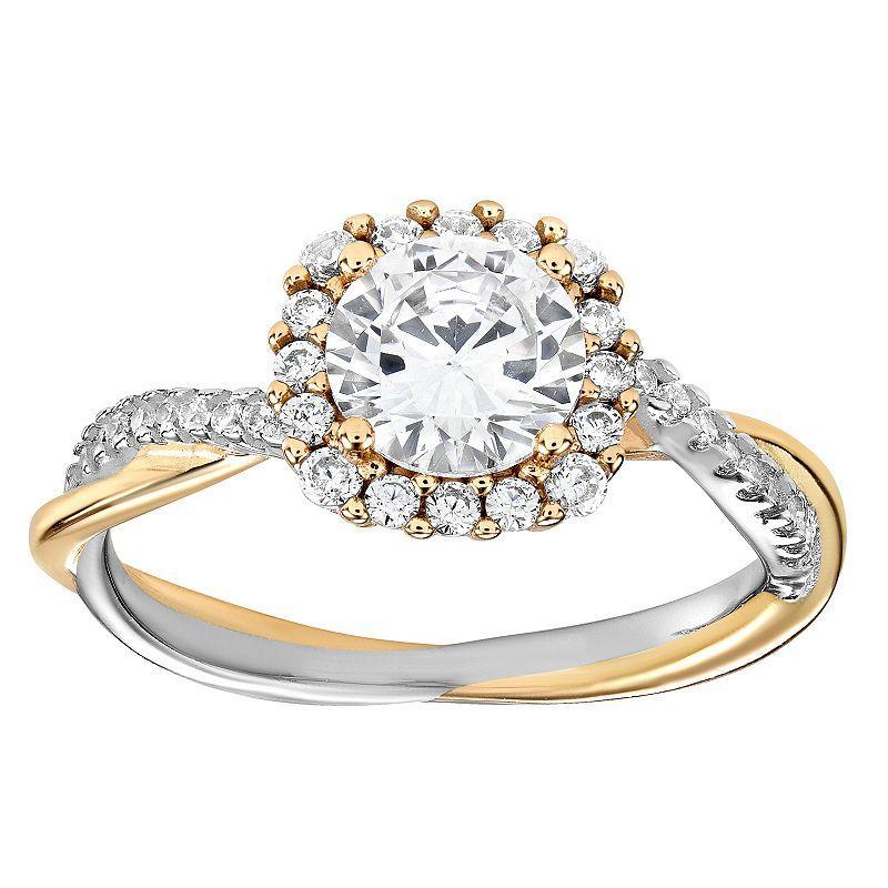 PRIMROSE Sterling Silver Cubic Zirconia Cushion Halo Ring, Women's, Size: 7 Product Image