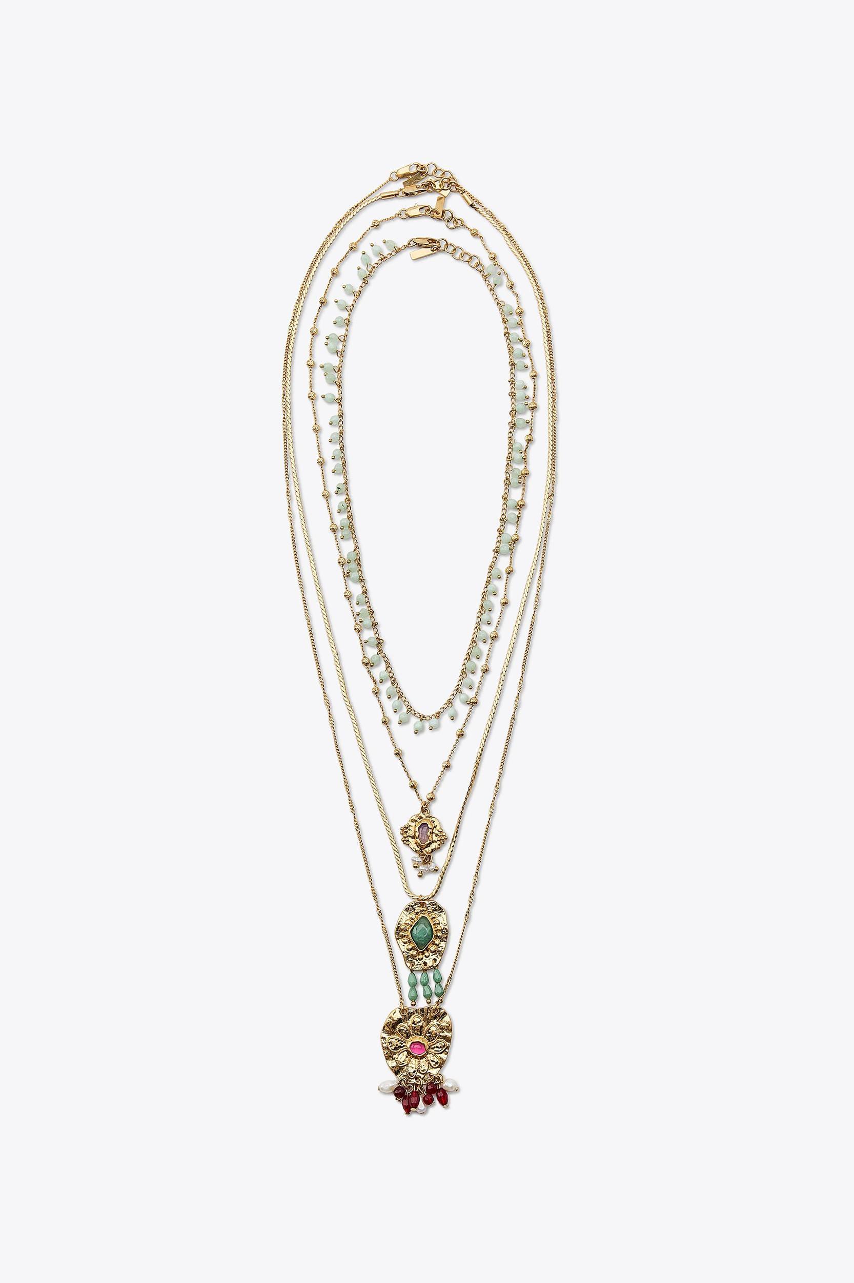 4-PACK BEADED MEDALLION NECKLACES Product Image