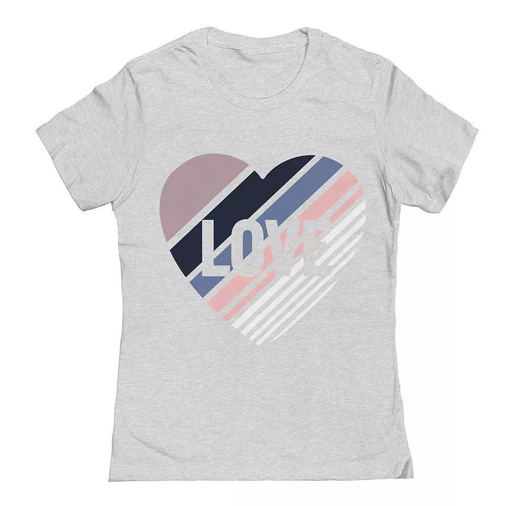 Junior's Love Diagonal Heart Valentine's Day Graphic Tee, Women's, Size: XXL, Grey Gray Product Image